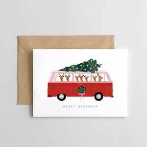 Happy Holidays Deer + Volkswagon - Christmas Card