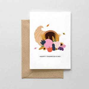 Happy Thanksgiving - Cornucopia - Greeting Card