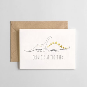 Funny Love Cards - Carte de mariage - Dinosaures - Grow Old AF Ensemble