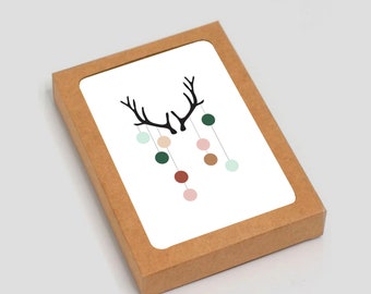 Modern Moose Ornament Design: Boxed set of 6 Cards