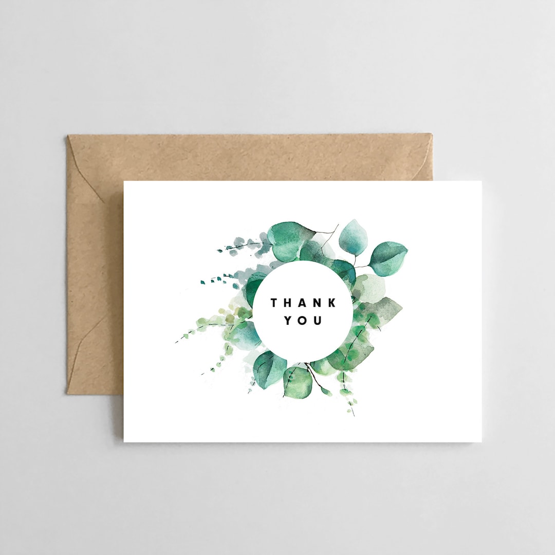 Thank You Set of 6 Cards: Watercolor Vines - Etsy