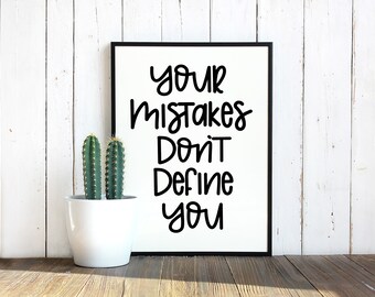 Digital Download, Mistakes, Home Decor, Wall Art, Hand Lettered