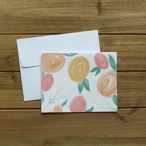 Floral Blank Note Card Set - Floral Stationery Set - Hand Drawn Florals