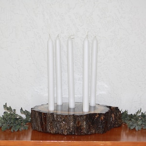 Dark Walnut Wood Advent Candle Holder: Rustic Christmas Decor