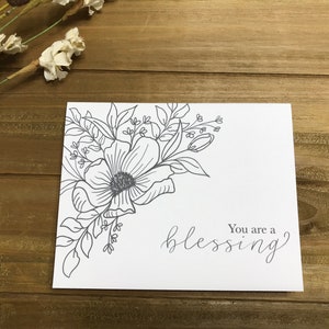 You Are a Blessing Notizkarten Set - Hübsche ermutigende Karten - Handgezeichnete moderne Blumen - Grußkarten Set - Dankeskarten
