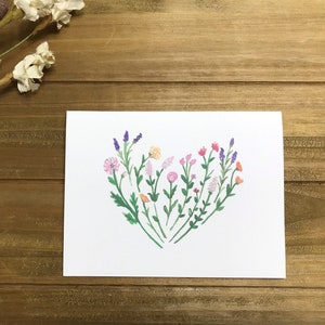 Aquarell Blumenherz Kartenset - Muttertagskarte - Hübsche Blumenkarten