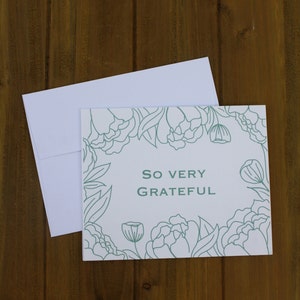 Floral So Very Grateful Note Card Set - Floral Thank You Card Set - Hand Drawn Florals