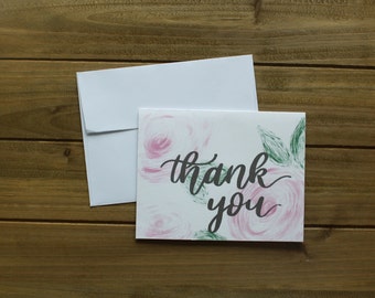 Floral Thank Note Card Set - Floral Thank You Stationery Set - Hand Drawn Florals