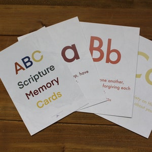 ABC-Schrift-Memorisationskarten, ABC-Bibelverskarten, Baby-Dusche-Geschenk, Homeschool-Hilfe, Bibelverskarten