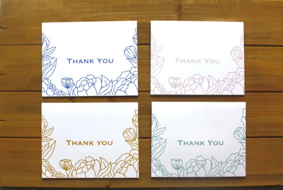 Floral Thank You Note Card Set - Wedding Thank You Card Set - Hand ...