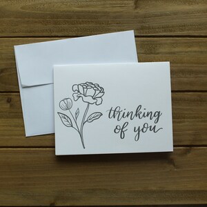 Thinking of You Note Card Set - Floral Thank You Stationery Set - Hand Drawn Florals