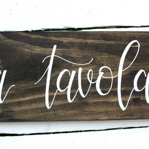 Tutti a Tavola a Mangiare Reclaimed Wood Sign Italian Kitchen Sign Dining Room Sign Eat Sign Rustic Sign Mangia Sign image 6