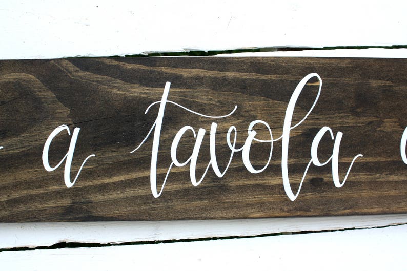 Tutti a Tavola a Mangiare Reclaimed Wood Sign Italian Kitchen Sign Dining Room Sign Eat Sign Rustic Sign Mangia Sign image 6