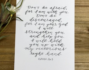 Printable Isaiah 26:3 Scripture Print  -Bible Verse Print - Hand Lettered Print - Don’t Be Afraid Scripture Art - Digital Download Verse