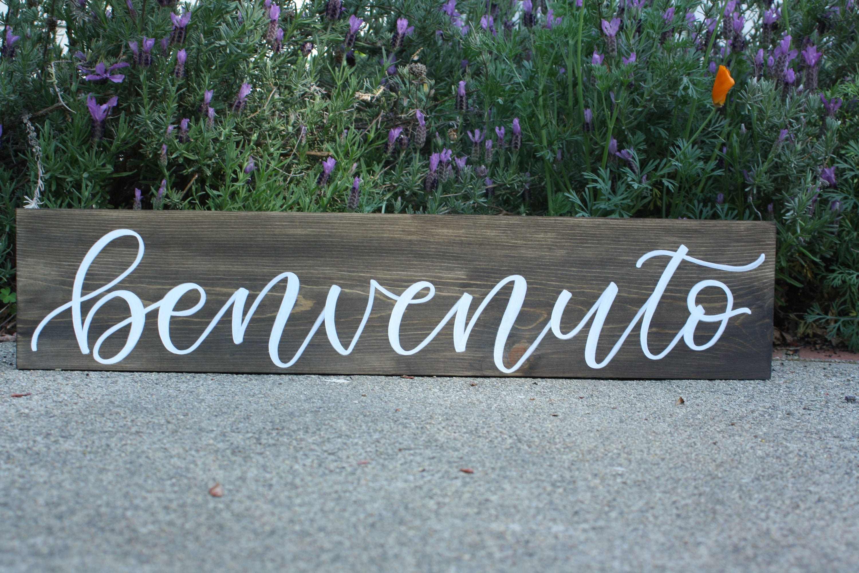 Benvenuto Wood Sign Italian Sign Hand Lettered Etsy
