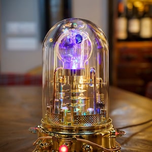 Steampunk Lamp "Aether" Art Sculpture with Glass Dome Display with working Radiometer (this is a pre-order for manufacturing)