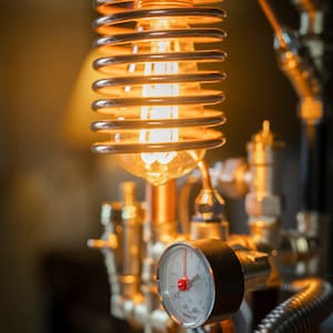 Steampunk Lamp Industrial Pipe Machine Age Art, Lots of Brass #3 (Pre-order for manufacturing) image 3