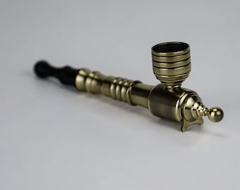 Handmade Solid Brass Tobacco Pipe, Self-Standing Modular 9mm Filter Pipe – Hephaestus