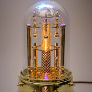 Steampunk Desk Lamp "Hephaestus" / Ήφαιστος, Art Sculpture with Glass Dome Display