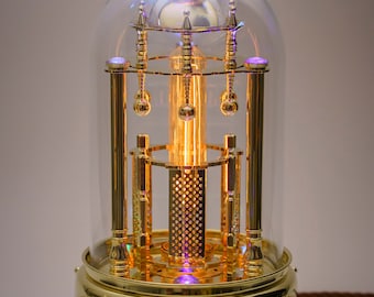 Steampunk Desk Lamp "Hephaestus" / Ήφαιστος, Art Sculpture with Glass Dome Display