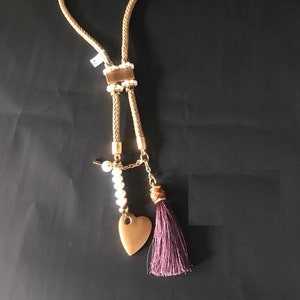 Pulccino Beads, Heart and Tassel Necklace