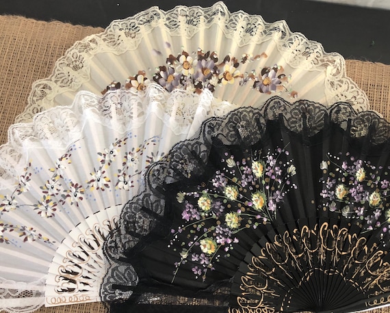 Lace hand held fans discount