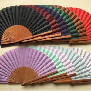 COLORED PEAR WOOD Hand Held Fan