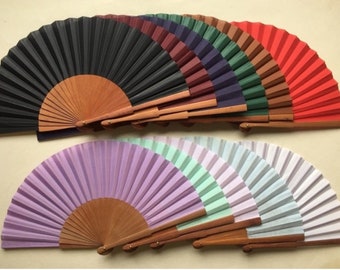 COLORED PEAR WOOD Hand Held Fan