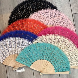 FLOWERED LACE Spanish Hand Fan