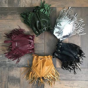 Fringe Leather Bucket Bag