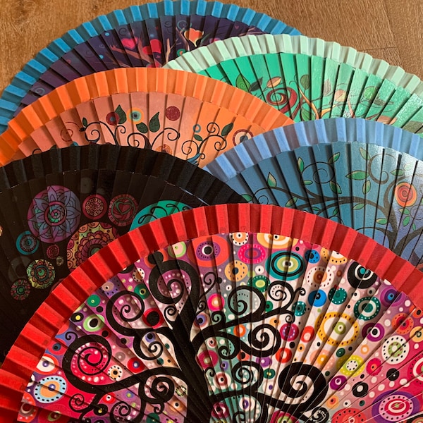 PSYCHEDELIC TREE Spanish Hand Fan