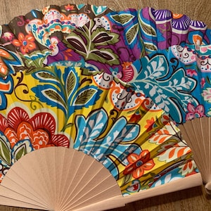 Hibiscus Flowers Hand Fan, Floral Holding Fan, Evening or