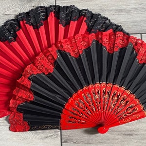 ROUGE LACE Spanish Hand Fan Pericon