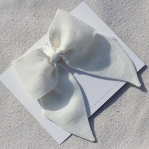 Sailor Bow - Large | Soft White Linen | Large Linen Hair Bows for Women & Girls