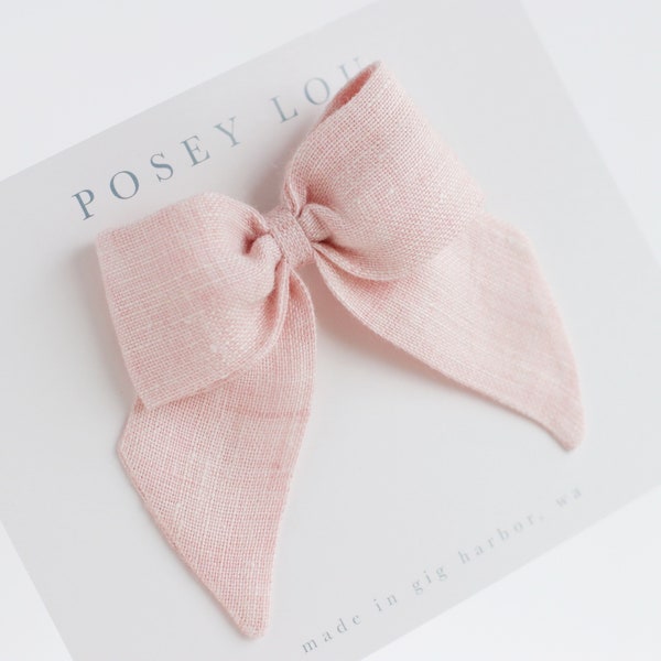 Sailor Bow - Small | Blossom Pink Linen