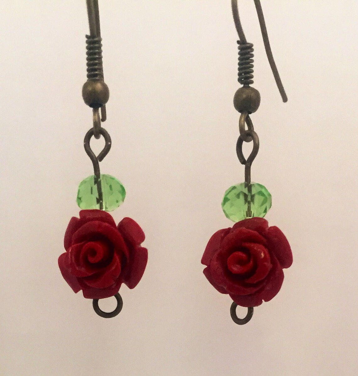 Rose and bead earrings bead earrings rose earrings rose Etsy