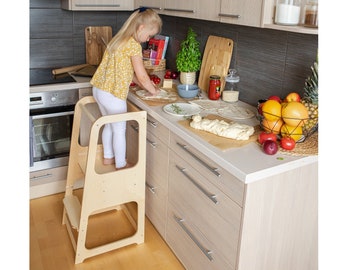 Küchenturm Montessori Tritthocker für Kinder Tritthocker Verstellbarer Turm, Kleinkindhelferturm Kleinkind-Tritthocker, Montessori-Turm