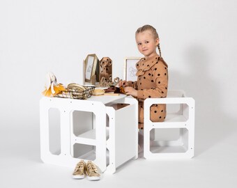 Kids table, montessori table or chair, Kids wooden table childrens table kids table and chair Adjustable weaning table Weaning chair