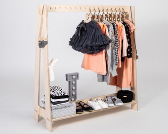 Porte-vêtements pour tout-petits pour enfants, porte-vêtements pour enfants, porte-vêtements en bois, meubles de chambre d'enfant, porte-vêtements pour enfants, garde-robe pour enfants