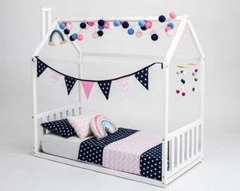 Taille du lit bébé, taille double ou taille simple Montessori maison lit au sol avec rails Lit pour tout-petits Cadre de lit au sol cadre de lit diy cadre de lit, Lit enfant avec SLATS