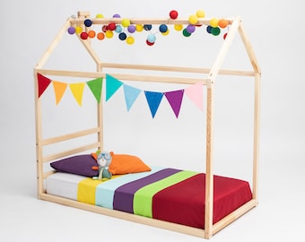 Montessori toddler house bed frame Montessori Floor bed frame Toddler floor house Montessori bed, Montessori furniture, Kid bed frame
