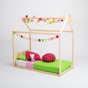 モンテッソーリ幼児用ベッドハウス モンテッソーリ幼児用ベッドフレーム用フロアベッド モンテッソーリベッド、子供用ベッド 幼児用ハウスベッド、スラット付きフロアベッド