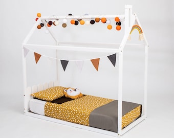Toddler size or twin bed frame Montessori toddler bed frame Montessori bed frame kid, Montessori bed Toddler floor bed, Toddler floor house