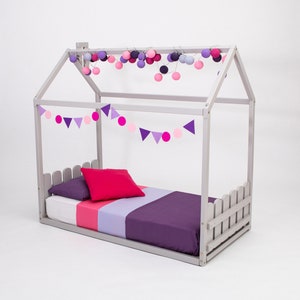 Toddler house bed Montessori toddler floor bed Montessori bed frame kid toddler bed frame Montessori floor bed, Teepee bed for toddler