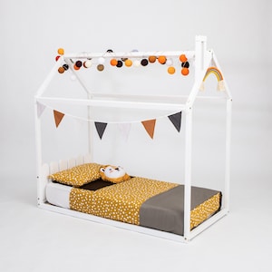 Toddler size or twin bed frame Montessori toddler bed frame Montessori bed frame kid, Montessori bed Toddler floor bed, Toddler floor house