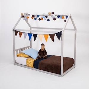 Struttura letto piattaforma letto a pavimento Montessori letto Montessori con testiera Casa letto piattaforma in legno per culla bambino, telaio letto doppio bambino