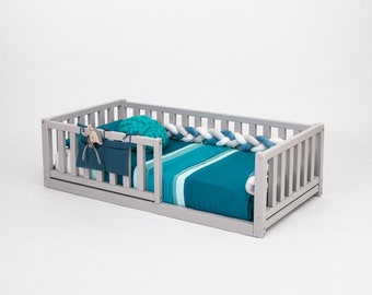 Toddler bed floor bed frame Solid wood bed frame Montessori bed twin, Kids bed, Day bed, Sofa bed, Toddler floor bed Montessori bed