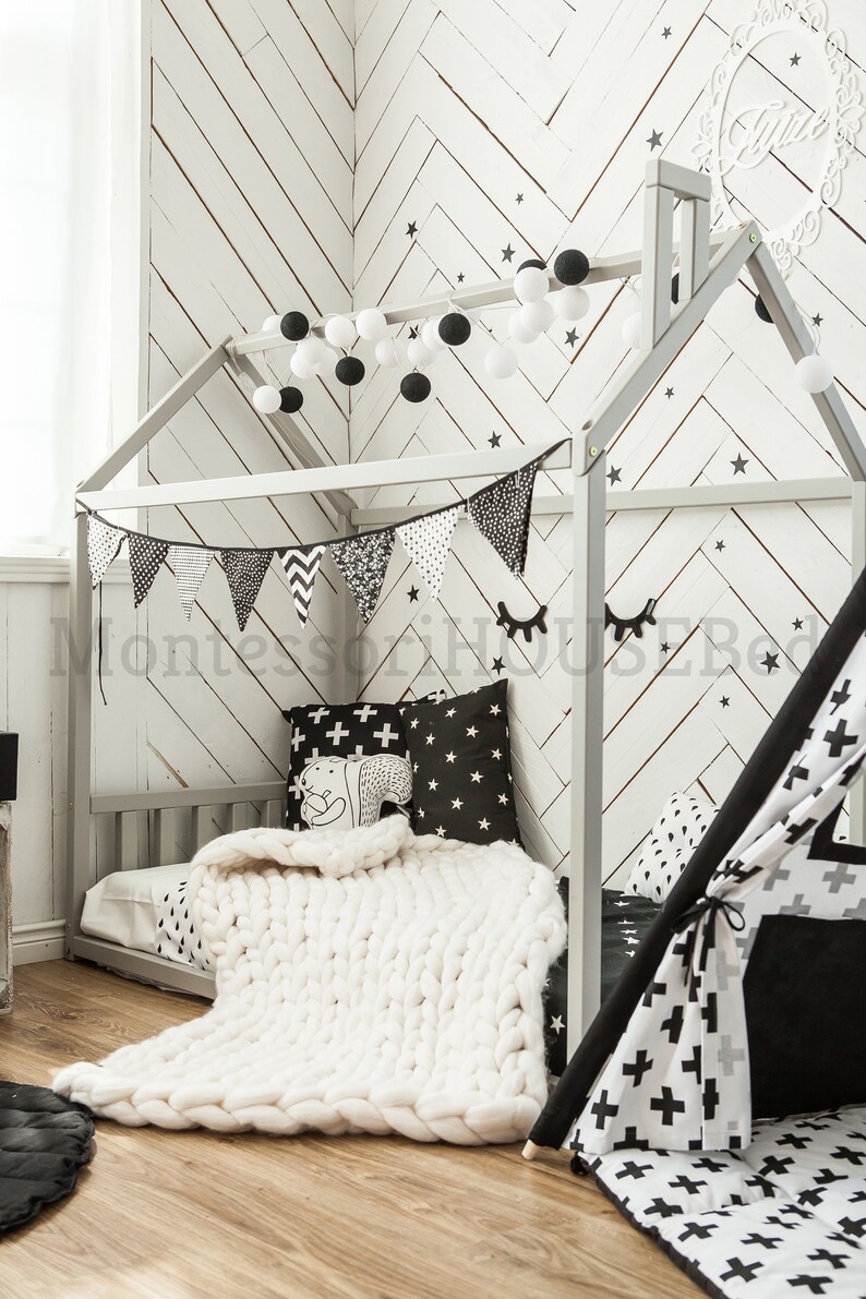 Toddler house bed with slats Montessori floor bed kid bed Etsy