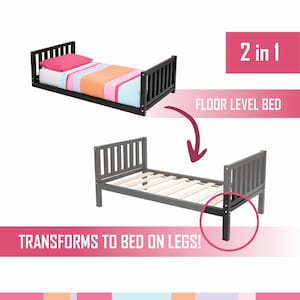 Montessori bed, First birthday gift Christmas gift Montessori toddler bed with rails Montessori floor bed, Montessori furniture Low Platform