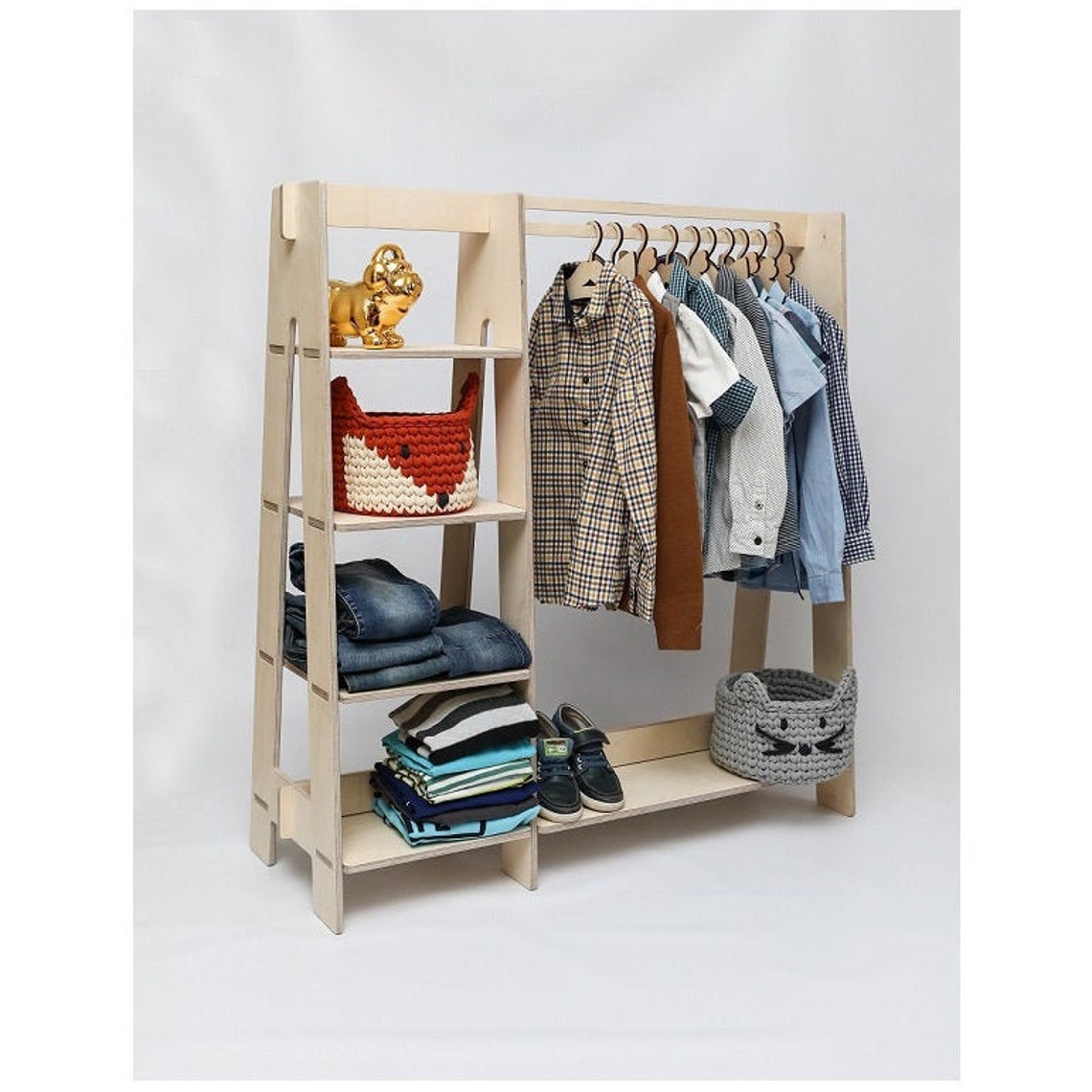 Children wardrobe Wood clothing rack Wood clothes rack a Etsy